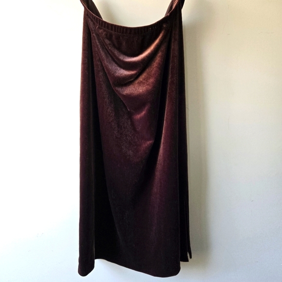 JM Collection Women's Brown Velvet Velour Maxi Midi Skirt Medium - Picture 1 of 10